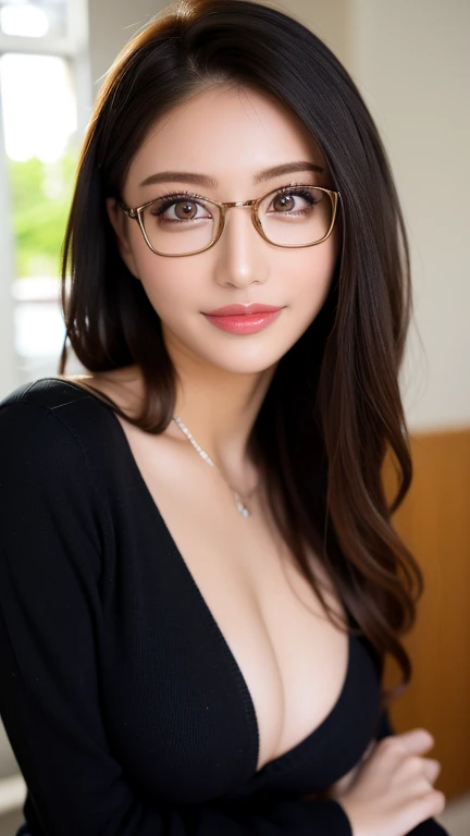 (RAW photo, best quality), (realistic, photo-realistic:1.3), best quality ,masterpiece, (beautiful girl), pink lipstick, colorful makeup, slant eyes, long eyelashes, earrings, wearing eyeliner, fair skin, black hair,(cute), (detailed face), detailed eyes, detailed iris, soft lighting, high quality, film grain, beautiful detailed eyes, beautiful detailed nose, vaginal detailed, realistic face, pink pussy, expressionless, (highly detail face: 1.5), Fujifilm XT3, best quality, ultra-detailed, masterpiece, finely detail, highers, pixie cut, Ultra-detailed and intricate 3D rendering of a beautiful anime character, Beautiful soft studio light, Rim Light, Vivid details,Gorgeous, race, Ultra-realistic, Black Hair, from front, looking at viewer, blush, grin, A adult female, long straight hair, side swept bangs, rimless glasses, Pale, slant green eyes, uhd, masterpiece, accurate, anatomically correct, beautiful face, perfect face, highly detailed beautiful face and eyes, attractive face, textured skin, super detail, high details, high quality, highres, best quality, 16K