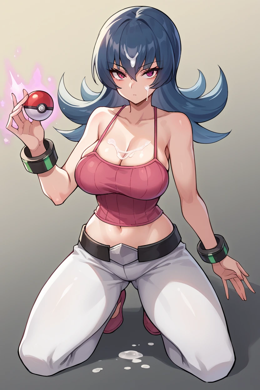 jessie (pokemon), rude girl, 2d, anime style, nude, pokeball in hand
