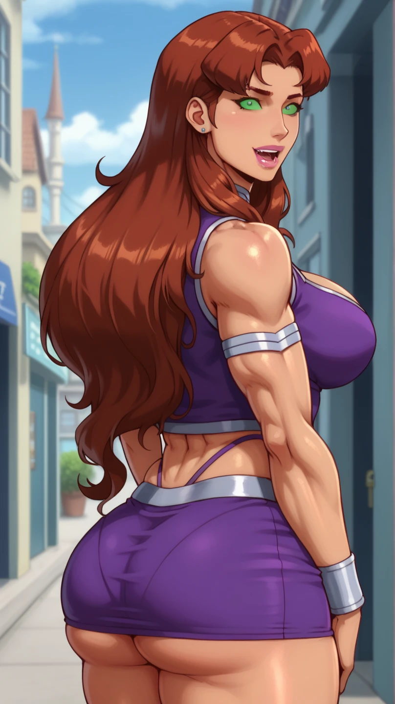 1girl, highly detailed eyes, intricate details, detailed pupils, ((realistic)), round pupils, solo, green eyes, ((red hair)), (long hair), (night dress), ((cartoon)), looking at viewer, seductive smile, soft lighting, (field), portrait, abs