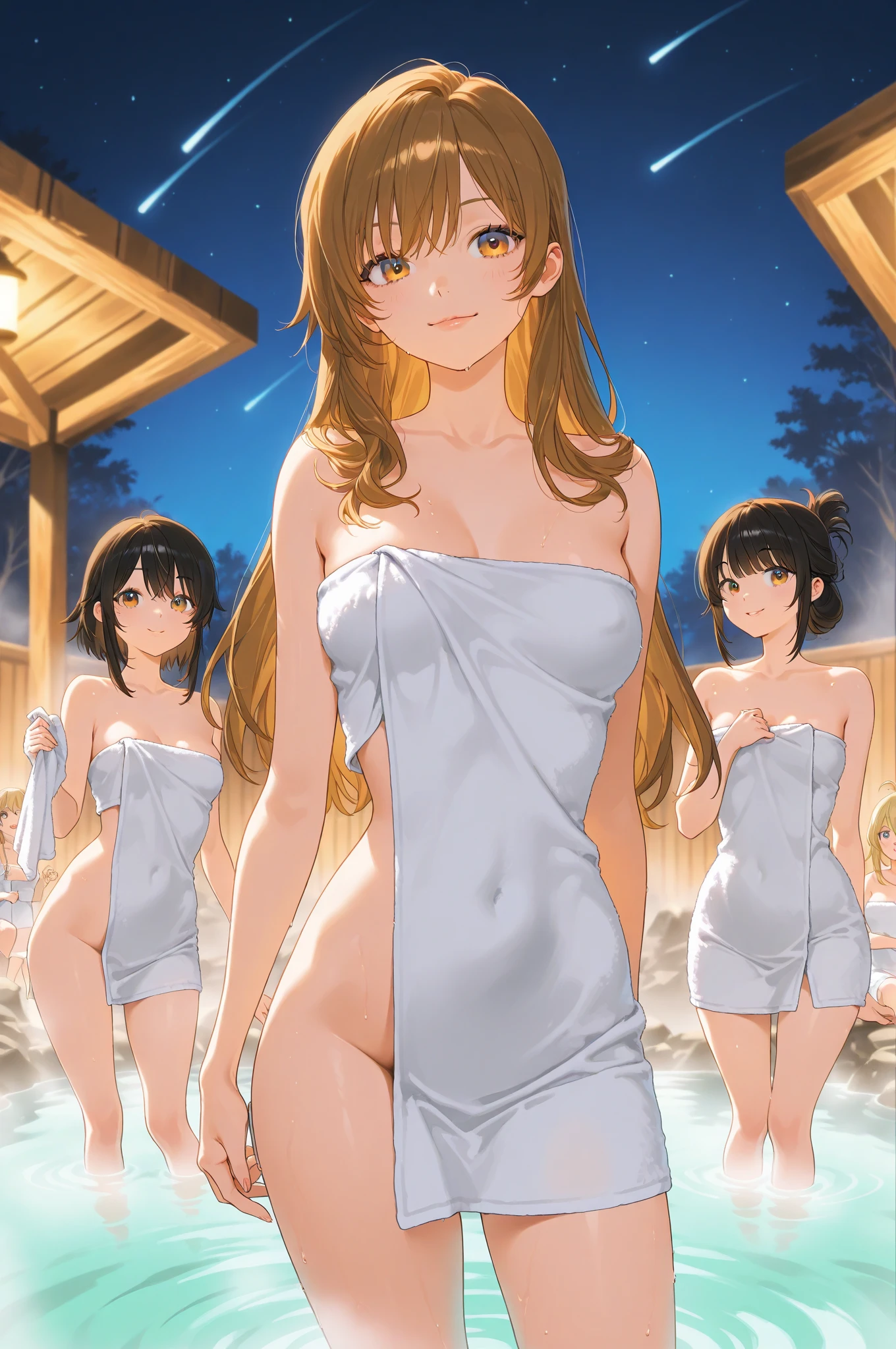 NSFW, (masterpiece, top quality, best quality, highly detailed:1.6), extremely detailed CG unity 8k wallpaper, (running:3),(show peeing:3),(barefoot, Woman standing on a puddle of urine:1.5),(naked:3), (outdoor, hot spring, next to the onsen:2.7), (pubic hair, dark brown pubic hair:2.5), (crotch, pussy, urethra:3), (at midnight:3), (full body), wide shot, long shot, (pee running down crotch, pee running down legs:2.5), (Pee flows down thighs and calves like a waterfall:1.5), strong facial expression, (sharp eye:1.2), (scowl:1.1), (embarrassed,blush:1.3), (steam:2.5), (Wet:2.1), (sweat:1.1), (trembling:1.3), (open mouth, wavy mouth:1.4), (clenched teeth:1.7), (drooling:2), (half open eyes:3), (tears:2.5), (one eye closed, Wink:2.2), (bravery crying, sobbing:1.5), (shoot from front:1.2),(very long hair, Extra long hair,Dark brown hair:1.7), (woman trembling with sexual climax:1.5), colorful, full body, wide shot, perfect composition, urination, incontinence, piss, peeing self, (((pee stream))), (pee puddle), Wetting herself, large breasts, Yellow pee, ((leaking pee)), puddle of pee, Pee at your feet, Pee spread on the floor, Pee stains, Dripping pee between my legs, Feet Wet from pee, Pee-covered feet, Pee at your feet, want to pee, about to pee, Full bladder, natural makeup,
