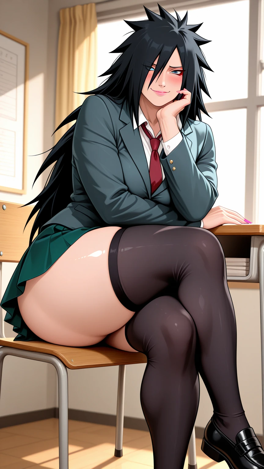 (((Spread your legs and stretch them))、(((Accentuate the crotch、Shiny underwear)))、Highest quality, 8k, masterpiece :1.3)), whole body, Sharp focus :One Girl,Glowing Skin,SSexy pose,Highest quality,Tabletop,shape,Very delicate and beautiful,Hmph,8k壁紙,wonderful,In detail,Official Art,Very detailedなティッカーUnity 8k壁紙,Incredibly ridiculous,Large file size,Very detailedな,High resolution,Very detailed,Beautiful detailed girl,Realistic,X-ray,The queue is full,(((Uniform Blazer、mini skirt)))、(((Big Breasts、Black Hair)))、(((School、classroom、Wearing loose socks)))、Stand upright、Cleavage , ((Black Hair、loose sox))、Uniform Blazer、Sexy pose、Hairstyle: Long hair、both hands、長いWearing loose socks