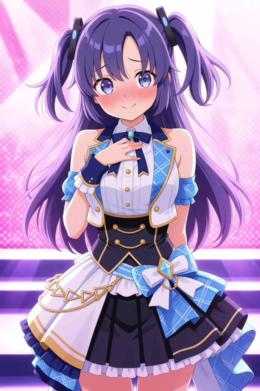 uniform,(((skirt tug, wind lift))),((white panties)),Slender beauty、straight haired、knee high、hi-school girl、summer clothing、Ultra mini skirt、Underpants、Panchira、Put your hands on your hips,((small bust))、(highest quality、4k、8k、high resolution、masterpiece:1.2)、Super detailed、(photorealistic:1.37)、Portrait、sharp focus、feminine、delicate、white skin、subtle curves、gentle expression、soft lighting、Bright colors、artistic atmosphere