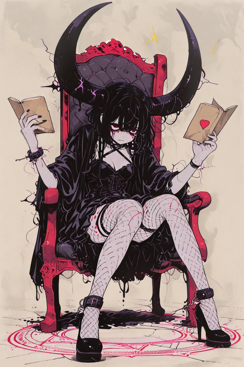witch drawing, sitting on a stone with a book, ink drawing by Eddie Mendoza, art station, Lowbrow, loose linework, Cutesexybutts, heavy linework, linework, stunning line drawing, thick outline, dark linework, spontaneous linework, Thick black line, Inktober, dense linework, clean linework, ink and pencil, Big ass in a thong, stockings with suspenders on legs roll over thighs
