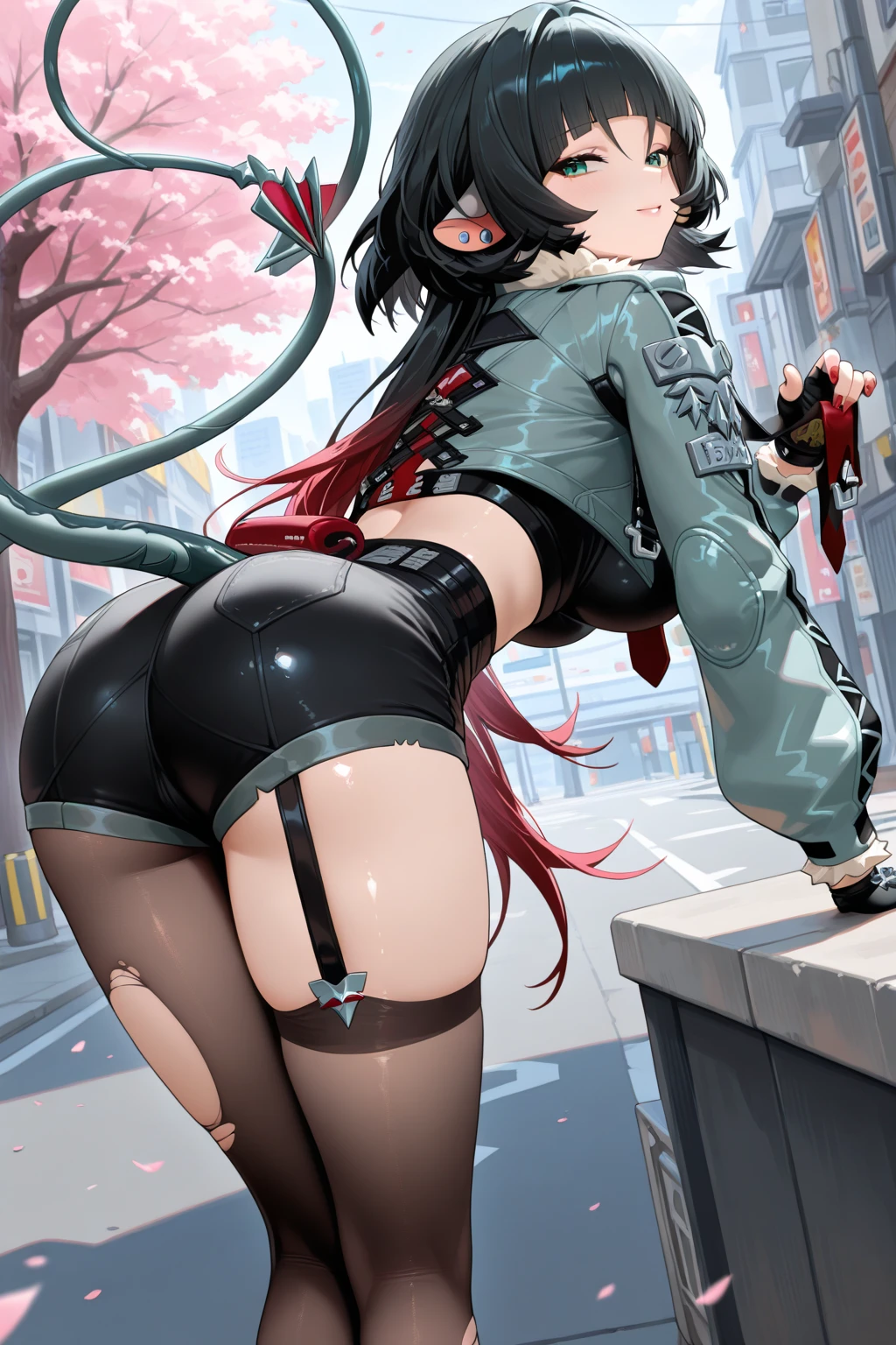 1girl,solo,medium breasts,outdoors,<lora:GoodHands-beta2:1>,(full body:1.3),squatting cowgirl position,(spread legs:1.1),huge ass,<lora:0226 exposed girl_v1:1>,ruanyi0226,black thighhighs,vibrator on nipple,vibrator in thighhighs,vibrator,sex toy,((fake tail)),anal tail,butt plug,bdsm,bondage,, best quality,masterpiece,highres,official art,extremely detailed cg unity 8k wallpaper