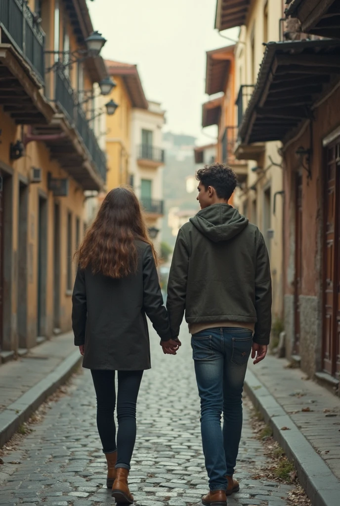 A girl and a boy walking see two people fighting (dibujo sencillo)