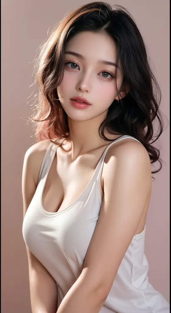 (lifelike,high resolution:1.3), A slim girl, The face shape and eyes are super delicate,black hair,red glossy lips,(beautiful face), (best quality), (Super detailed), (Extremely detailed CG unified 8K wallpaper),(White background),sexy look,big eyes,(standing),sexy pose,Character centered,(Nurse uniform, nurse cap, nurse skirt, white stockings),perfect breast shape,cleavage