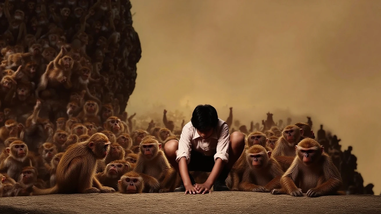 Three monkeys，One covers the ears，One covers his mouth，One covers his eyes --auto