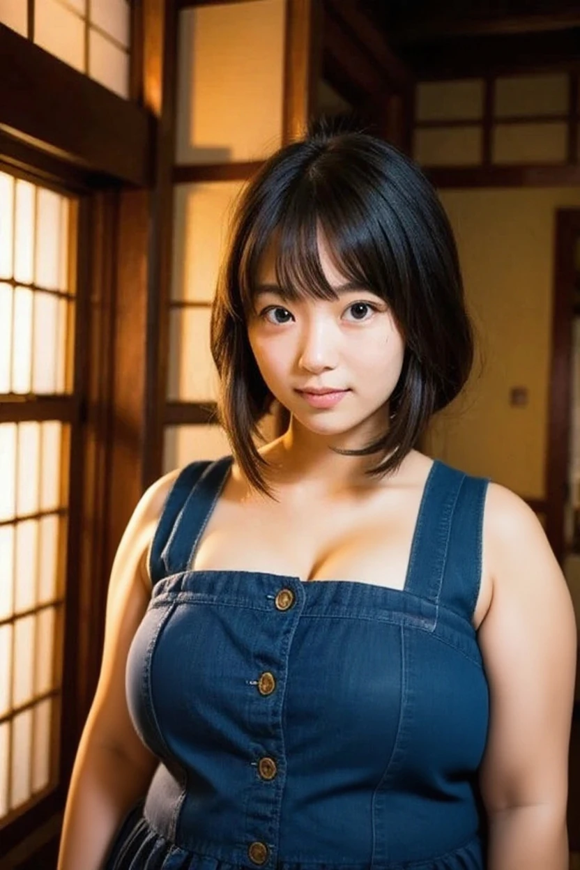 A very cute face like an idol、like々A 19-year-old woman with a cute face、Gentle and cute、A kind smile、(((Japanese Yukata)))、((night))、Sleeping on a futon in a Japanese-style room (washitsu) of a ryokan.、Cleavage、(Full body portrait)、RAW Photos、Genuine、High resolution