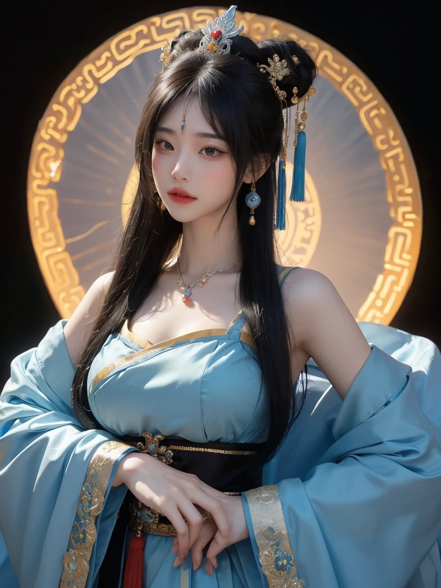 (masterpiece、highest quality、highest quality、official art、beautiful and aesthetic:1.2)、(1 girl)、extreme details、colorful、highest details、official art、unity 8k wallpaper、Super detailed、beautiful and aesthetic、big boobs、masterpiece、highest quality、(zentangle、mandala、tangle、Entanglement)、holy light、gold foil、gold foilアート、Glitter painting、Perfect NwsjMajmagic