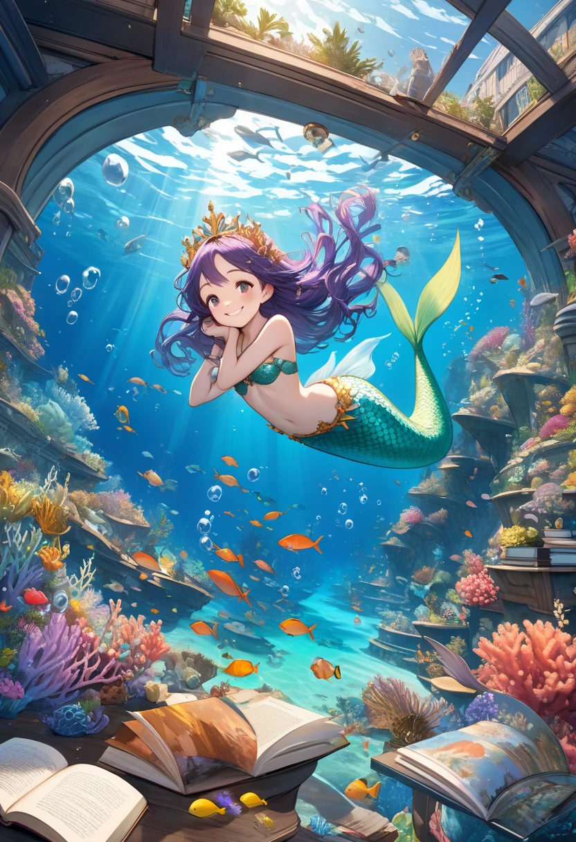 A mermaid dancing with grace in the depths of the ocean, Surrounded by shimmering pearls, In your underwater kingdom, Your heart filled with hope and your radiance is the light that guides your path."