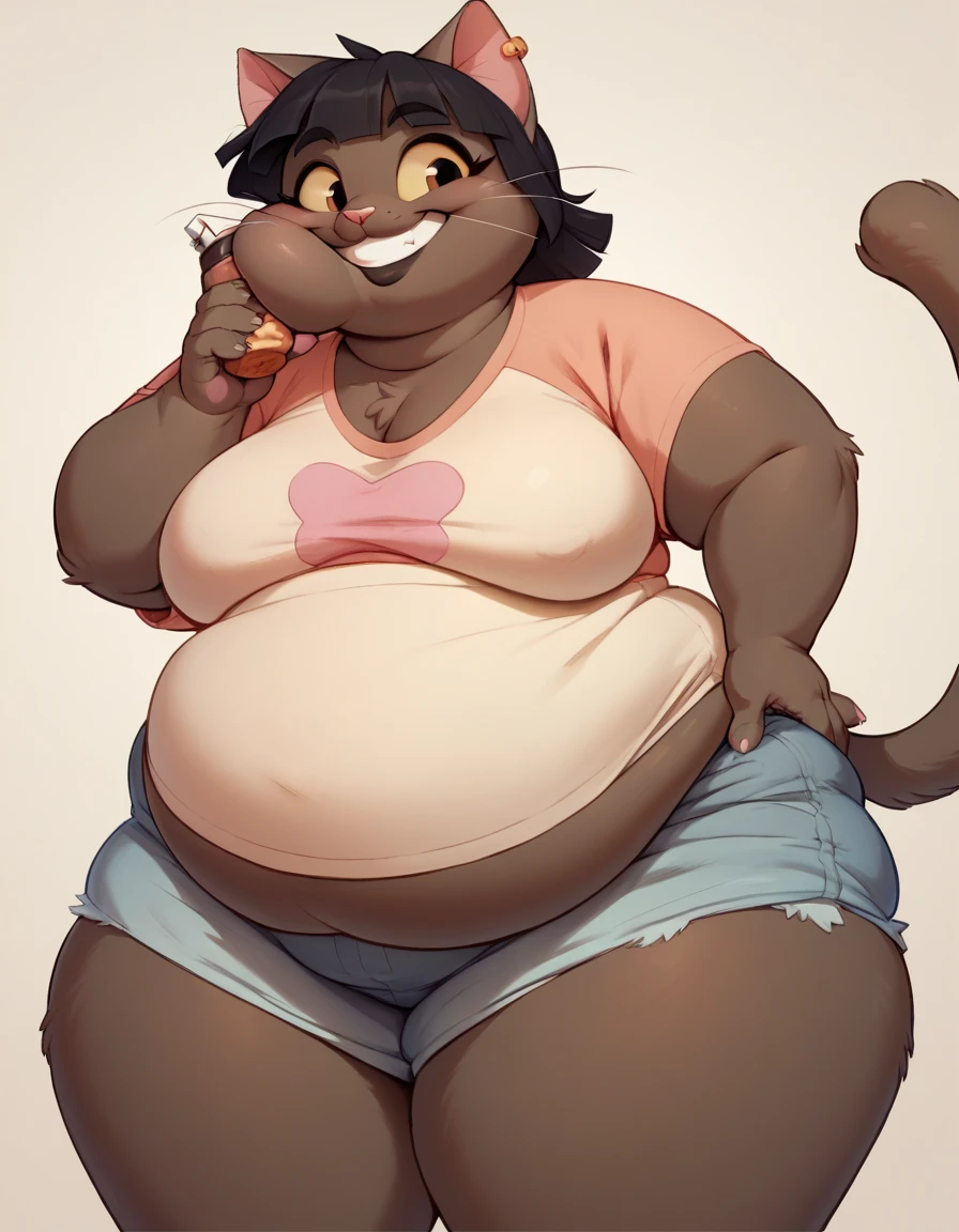 German Shepherd, female, long hair, morbidly obese, simple background, huge belly,fat arms, fat legs, belly rolls, fat rolls, double chin, chubby cheeks, gorgeous, beautiful, eyelashes, voluptuous, plump, saggy ??????? , belly overhang,fupa,