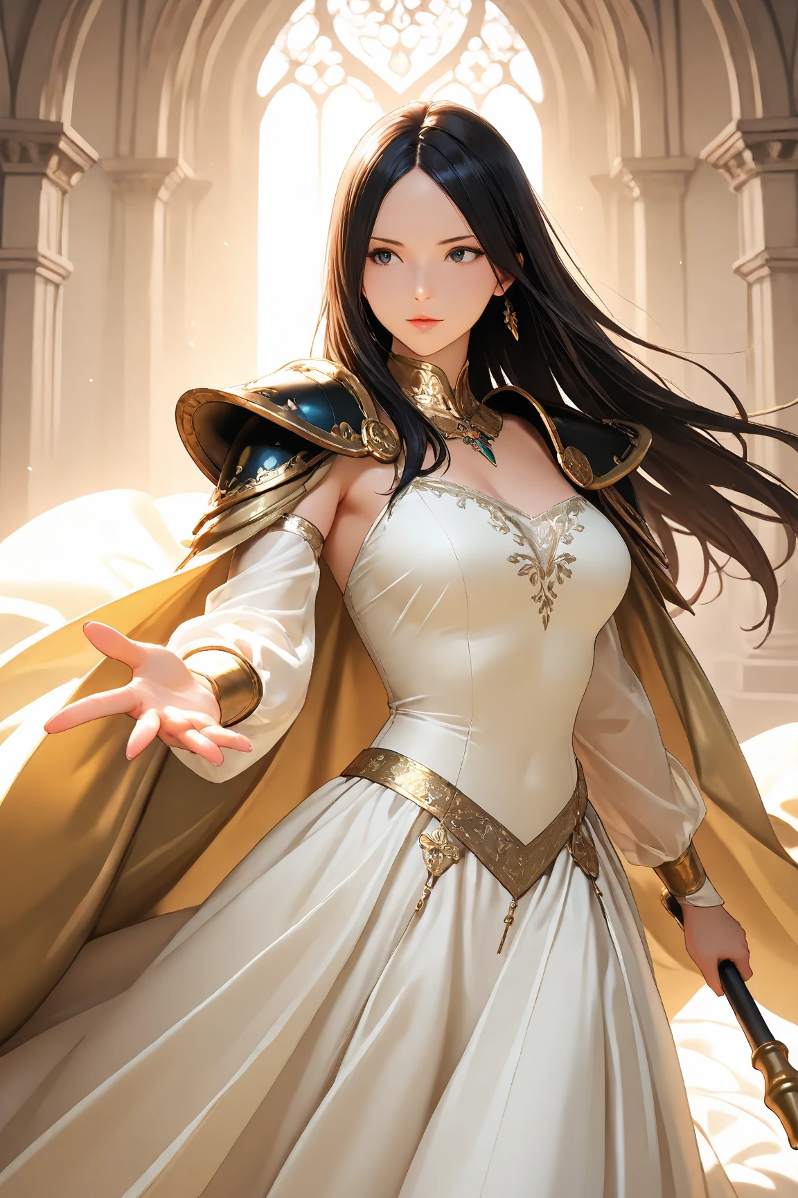 アニメ , an 18 year old princess, pretty, {gold tiara with sapphire and ruby stones}, {face perfect}, {Bblack hair}, {blue colored eyes}, {asymmetrical eyes}, {perfect nose}, {red lips}, {full body 5.0}, {{{silver red armor, detailed}}}, {walking, in a castle}
{8k image}, {128k ultra resolution}, {ultra quality 128k}, {128k high quality sharpness}