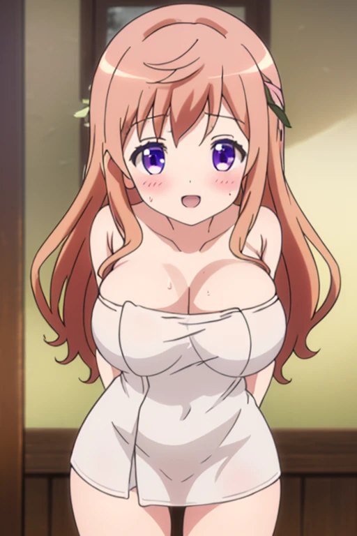 Highest quality、masterpiece、Big Breasts、Small waist、Brown Hair、blue eyes、Long Hair、naked、Health Room、nsfw、masterpiece, best quality, (アニメ screencap:1),(illustration), cute,(simple:1), (アニメ:1.2),solo sharp focus, 1girl, cleavage,looking at viewer, japan,beach,hentai, open mouth,pink hair ((black mini skirt)),(topless:1.5),standing,see-through,(nsfw:1), (huge breasts:1),(How:1.3)