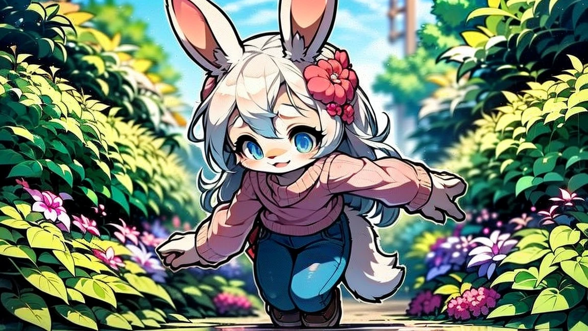 1girl, solo, furry, nanachi \(made in abyss\), nanachipants, standing, looking at viewer, smile <lora:nanachi-e8:1>