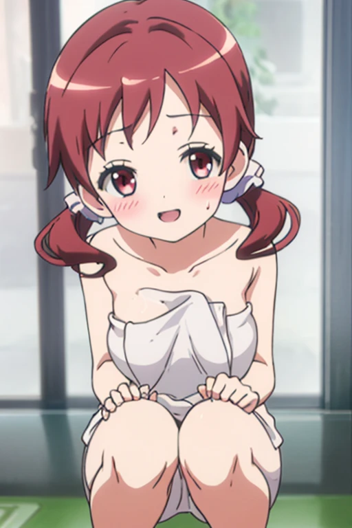 score_9, score_8_up, score_8, source_anime, 1girl, (solo), chibi, short hair, topknot, short twintails, dark red hair, red hair bobbles, hair ornament, brown eyes, blush, (completely nude:1.2),niplles,pussy,(vaginal sex:1.3),(impregnation:1.2),cum flow,(pubic hair:0.7),