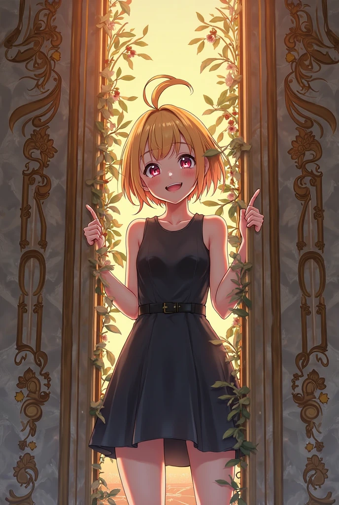 Best and highest quality, masterpiece, detailed,
memcho,
Open your mouth, A slight blush, :3, smile,
short hair, Blonde, Multicolored Hair, Aqua Eye, Blunt bangs, horn,Standing naked, Looking at the audience,
(Day:1.2), garden, Outdoor,
,nsfw,nude