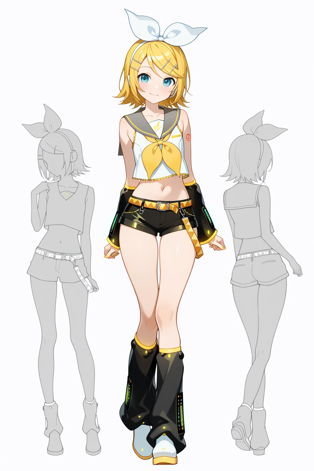 masterpiece,(best quality) magical girl,Lazer gun, yellow, spikey hair, medium sized breasts, unique design,( ( character concept art ) )