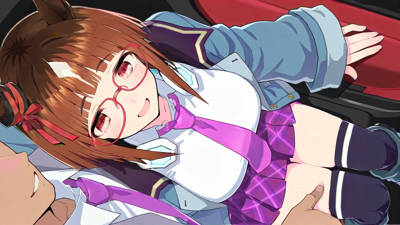 score_9, score_8_up, score_7_up, source_anime BREAK 1girl, solo, looking at viewer, full body, <lora:Osakabehime_Pdxl-06:1>,Osakabehime_Default, purple eyes, brown hair, very long hair, hair bow, gradient hair, glasses, red-framed eyewear, semi-rimless eyewear, hairband, frilled shirt, arm warmers, fingerless gloves, large breasts, smile, indoors, lying, on bed, arms up, armpits, grin, hands up, teddy bear, from side, knees up, kneehighs, socks, raised legs, spread legs, breasts out, partially unbottoned, nipples, 1boy, missionary, penis, pov, vaginal, sweat, open mouth, heavy breathing,