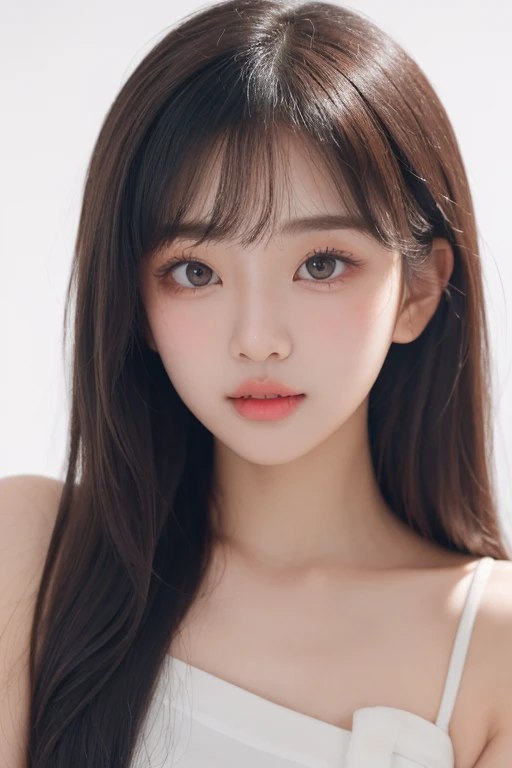 Close-up of a woman with long hair and a cigarette, Ela tem cabelo preto With bangs, Ulzzang, With bangs completa, Larisa Manovar, With bangs, Korean, cabelo arrumado With bangs, Young and pretty Asian face, cabelo comprido With bangs completa, cabelos longos With bangs, Young and adorable Korean face, Pale, round face, young asian girl