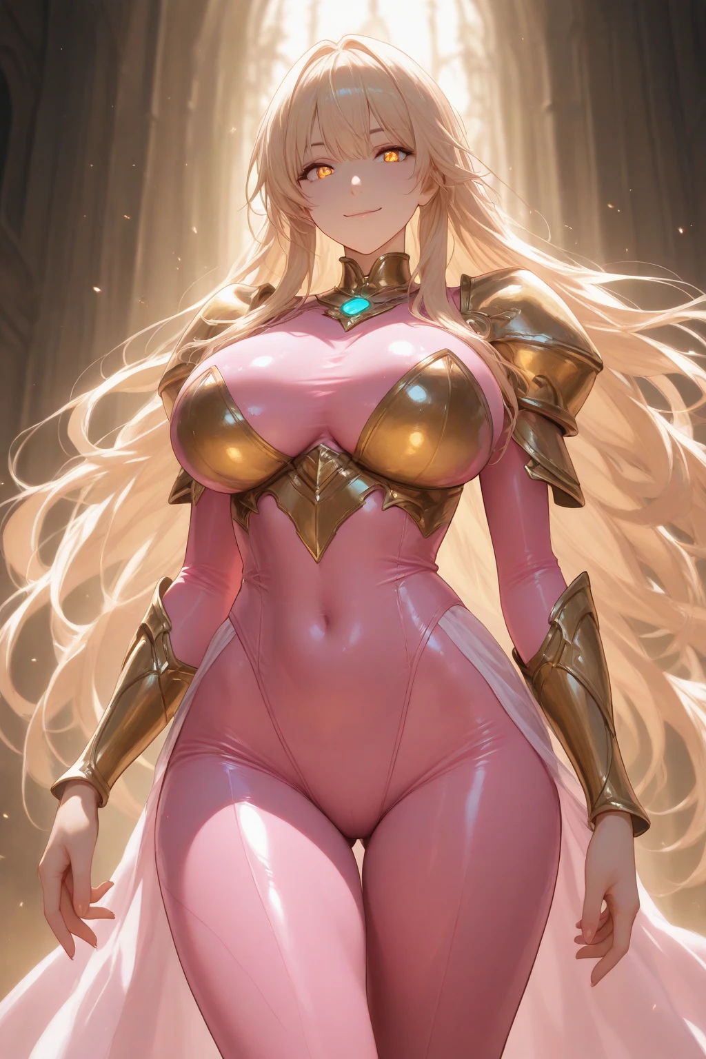 extremly detaled, dynamic back pose, bare feet, detaled feet, ,goddess, gold detaled armor with red finish, long white hair, red cape and scarf, gold hair clip, gold heavy body cover armor with red finish, show big ass and pussy, orginal hairstyle with braids, big tits