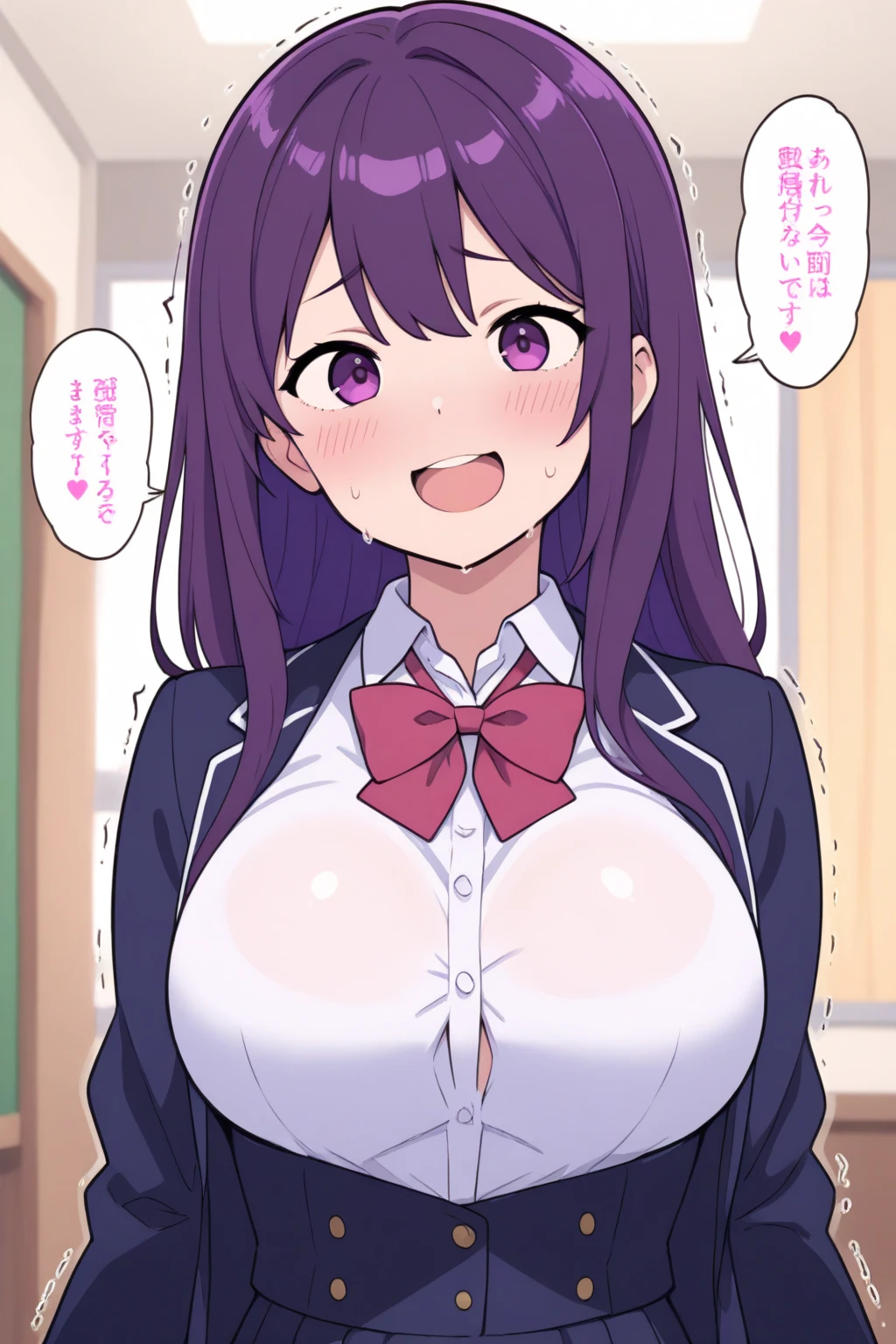 (Perfect body),Best Quality,16 K、((NSFW))、blush、(:o)、embarrassed from,((Short hair))、((low twintails))、(((((Hair intake)))、(((Blue eyes))))),((Dark purple hair)),(Sweat)、(Red-rimmed glasses)、(whitepanty)、Officelady, Black Office Blazer, Office Skirt、((Big ass))、((Big breasts))、(((thick thighs)))、((Hands behind the head))、(spreading legs)、Office room、line-drawing
