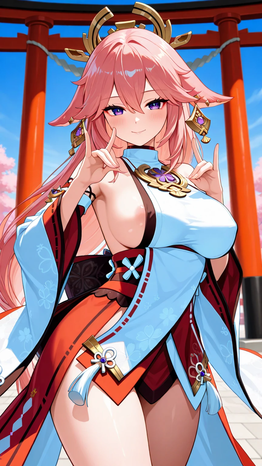 1girl, japanese clothes ,pink hair, open forehead, blue eyes,, slim waist,17th century Japan, the Emperor's daughter, 20 years old, long legs, oiran, adult, with samurai, looking behind his back, night, a beautiful woman in a kimono, correct anatomy, best quality, detailed eyes, high-quality hair, 2 eyes, 2 hands, correct leg anatomy, 2 legs, correct hand anatomy