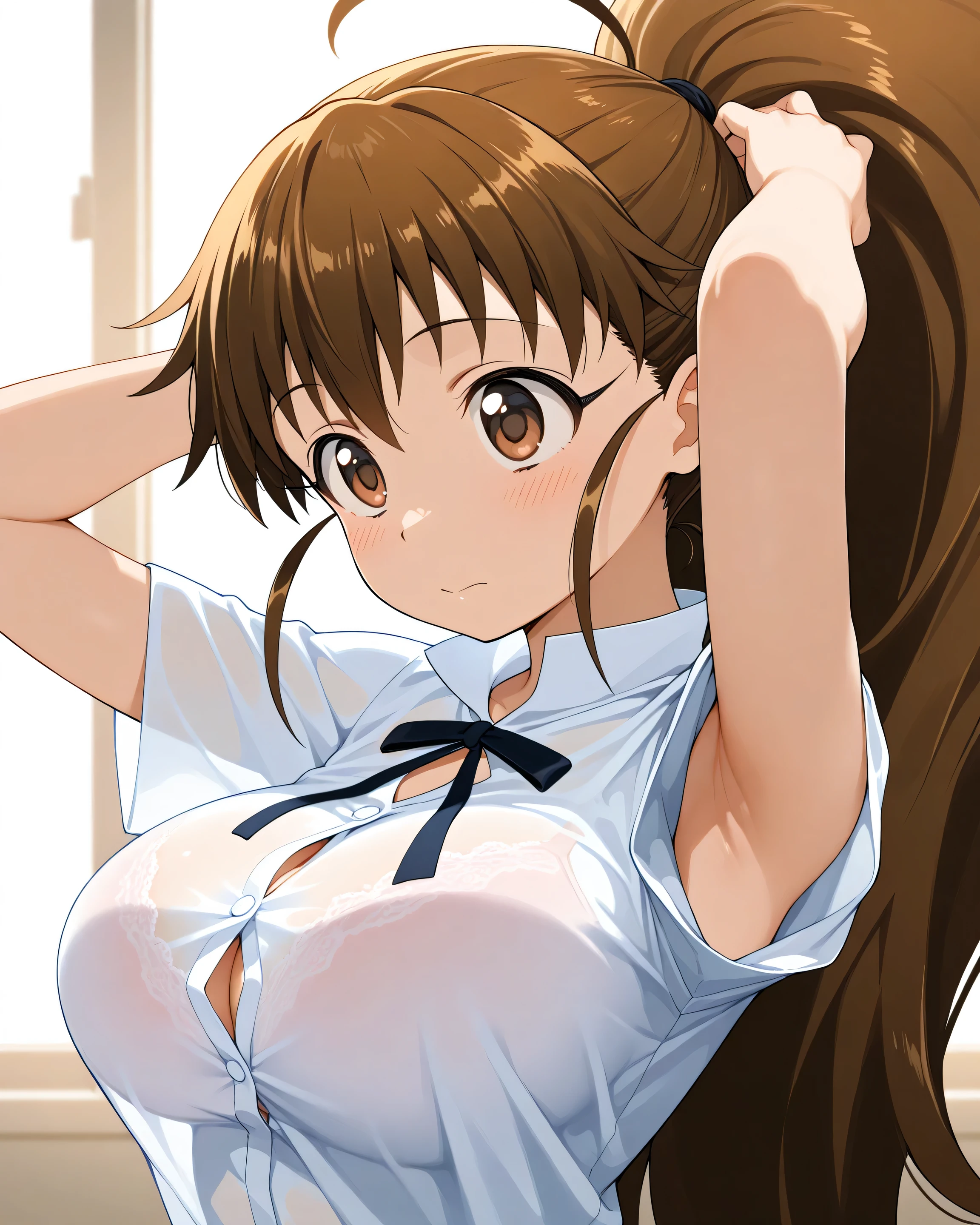 alone, One girl, View Viewer, whole bodyを移す、Ultra high quality CGI clit exposed,animenaked、full nude、strip、nude、 32k, naked、Nipples・Breasts、whole body、Very detailed, Digital Art Casino、Roulette Table、 One girl, Focus Only, parted lips, lips, compensate, pink lips, Shiny, Happy、Blunt bangs Blunt ends Hime cut bangs, Black Hair, Very long hair, Large Breasts, White shirt NSFW、Random sexy poses、Nipples、 red jacket(Embarrassing:1.2) 、Flat Color, 2D, anime, anime coloring, Upper Body, (White background:1.3), ako suminoe, Ascot, , smile, View Viewer