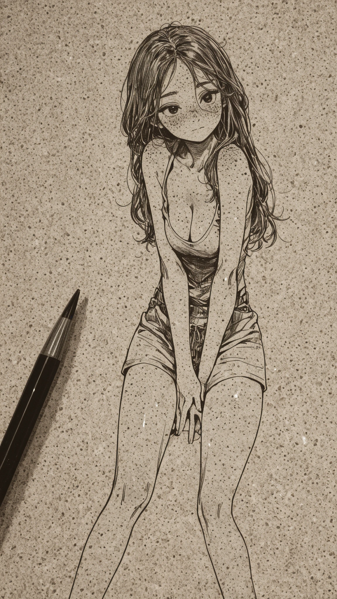 woman,Micro Bikini,art,Pencil drawing,draft ,cowboy shot