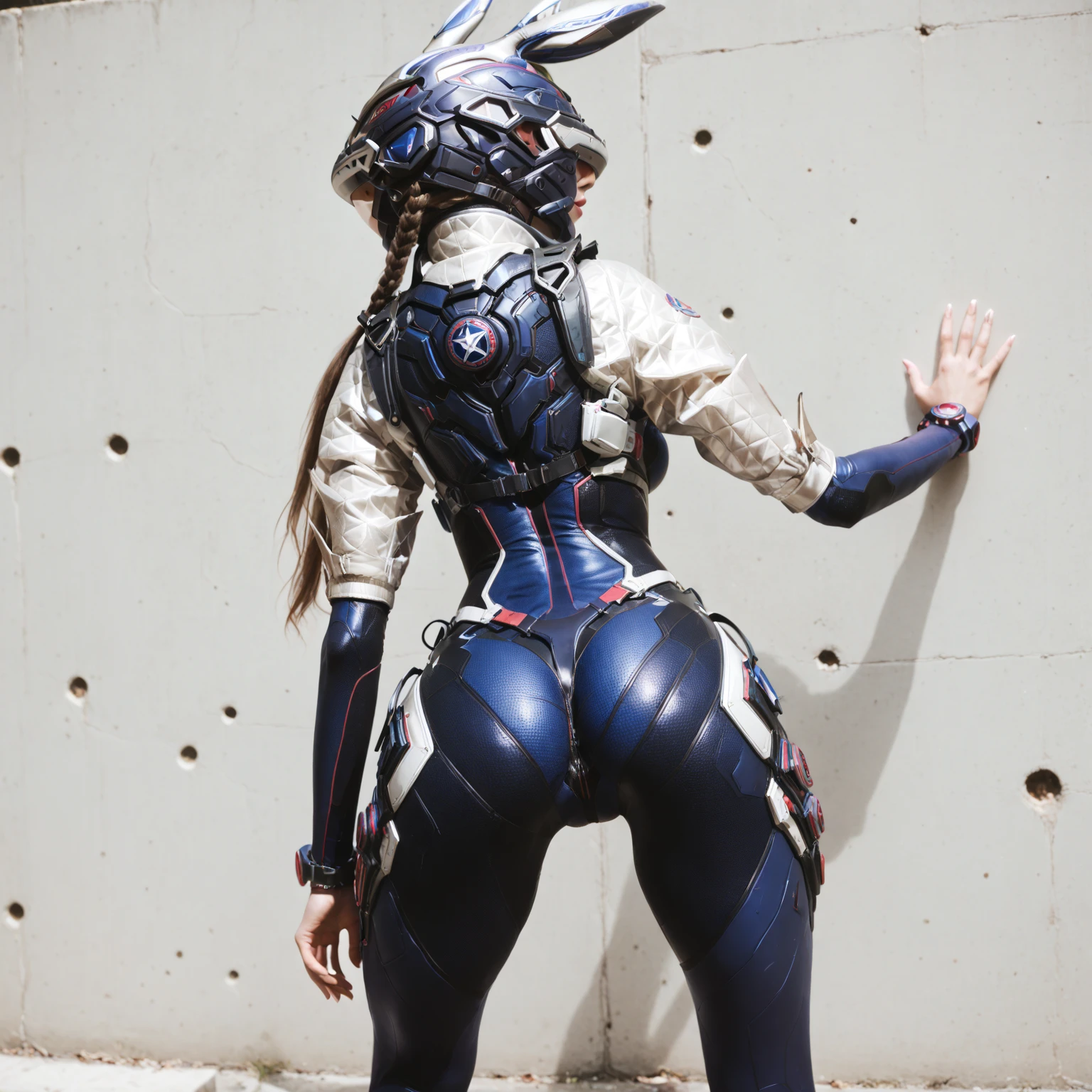 A female centaur，She is famous in the multiverse，She is both a female centaur, half human, half horse, half horse，It is also a female Yingzhao。She blends both images，The first is the head of a horse/neck/Shoulder these parts，After feminization，The upper body transforms into a beautiful female human，Female, half-centaur, half-human, half-horse, half-human，The second is the waist of the horse/hason/gluteal/Legs feminine，Female half-horse with beautiful woman's，Chimer，It's like a female human wearing a half-horse-like costume and making a seamless chimera，This chimerization is based on powerful futuristic technology。The ultra-wide-angle lens captures the image of her sleek and ethereal wings charging and leaping on the ionosphere。Her front half is distinctly feminine，Tall sexy body，Has K cup teardrop-shaped giant tit chest，It has a small man's waist butterfly spanning long legs，The half-horse part of the hind body，Embedded interface in the front half of the body hip position。The horse-shaped, half-horse torso form of her back body is completely female and humanized。A sexy bent dog-style shaped ribcage embedded in the lower back position of the beautiful woman's body from the upper end of the sternum/lower back/Ventral transverse。Then there are the sexy beauty's upright hips，Her entire body has been completely feminized，Including the half-horse part。Mechanized armor covers the legs with knee-shaped anti-joints and feet，And these parts are highly anthropomorphic，This makes her legs graceful and slender，Her four horse legs exploded in length proportions and was slender and toned，Under the legs are skinny white feet dressed in Skyscraper Heels，Use Midjourney's advanced stroke tools and color palettes, as well as texture packs, model packs, and texture tools，Concentration，Femaleize all parts of her original equine physiologic appearance，And give these parts an ergonomic appearance，Fine treatment of the thoracic and abdominal cavity of the posterior body，As well as hips and