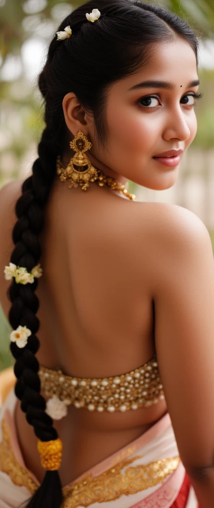 more flowers on hair Tamil girl nude sharp tight nude puffy nipples hard long nipples big hips indian thick long braid jasmine flower rolling on long thick Indian braid hair, silky hair, perfect body Tamil girl first-night sex fucking, more flower strings on hair+++ more jasmine flowers on hair more flowers on braid holding dick giving perfect handjob to Tamil men. dusky skin tone , better anatomy, golden ratio anatomy, symmetry body structure, dimond ornaments after sex cumshot all over body realistic thick cum 5 feet short height Tamil girl