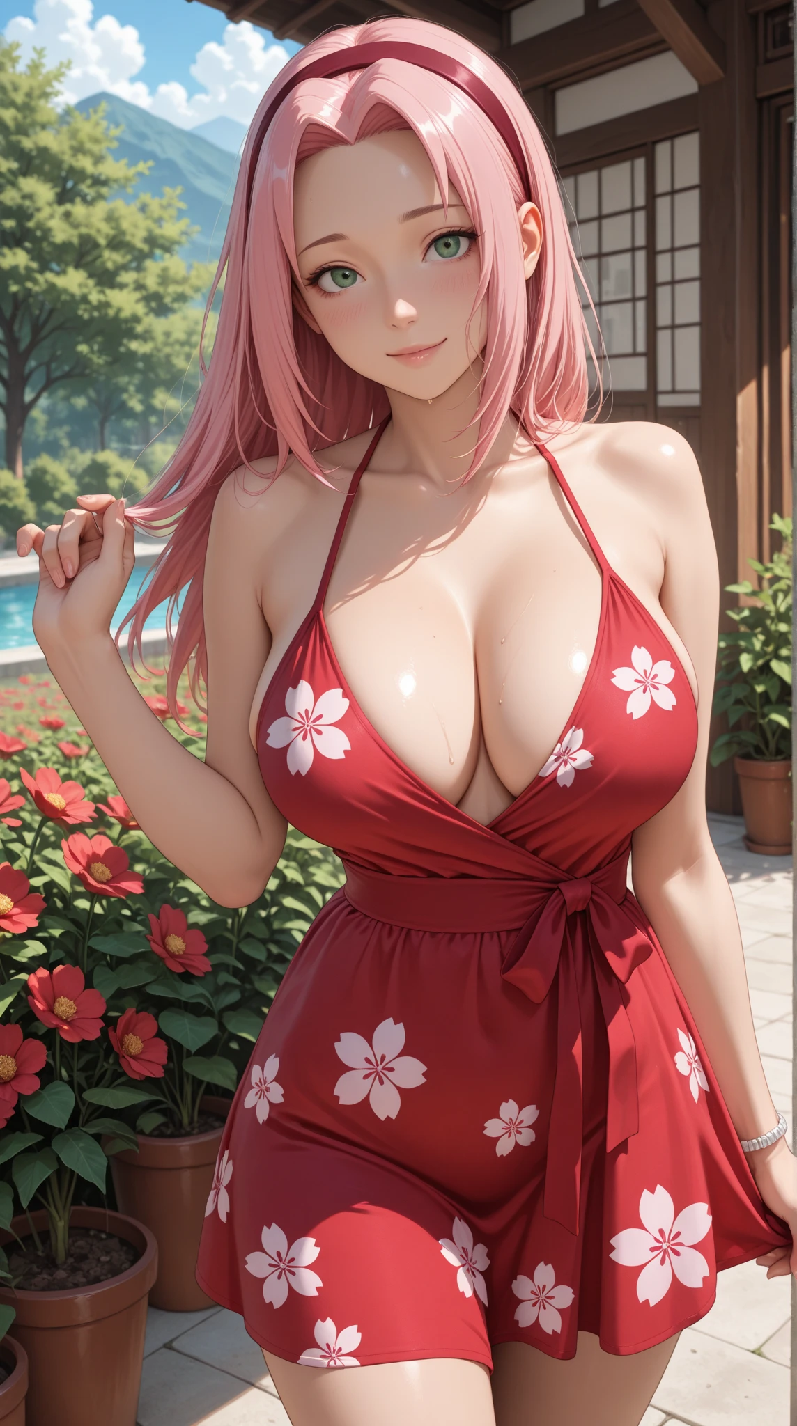 masterpiece, (photorealistic: 1.5), best quality, beautiful lighting, real life,
nami \(one piece\),
1girl, architecture, cherry blossoms, east asian architecture, falling petals, gold, japanese clothes, kimono, trunk pose, long hair, looking at the viewer, open mouth, red hair, petals, shoulder tattoo, soil, tattoo, teeth, upper teeth only
, intricate, high detail, sharp focus, dramatic, beautiful girl, (RAW photo, 8k uhd, film grain), caustic, subsurface scattering, reflections