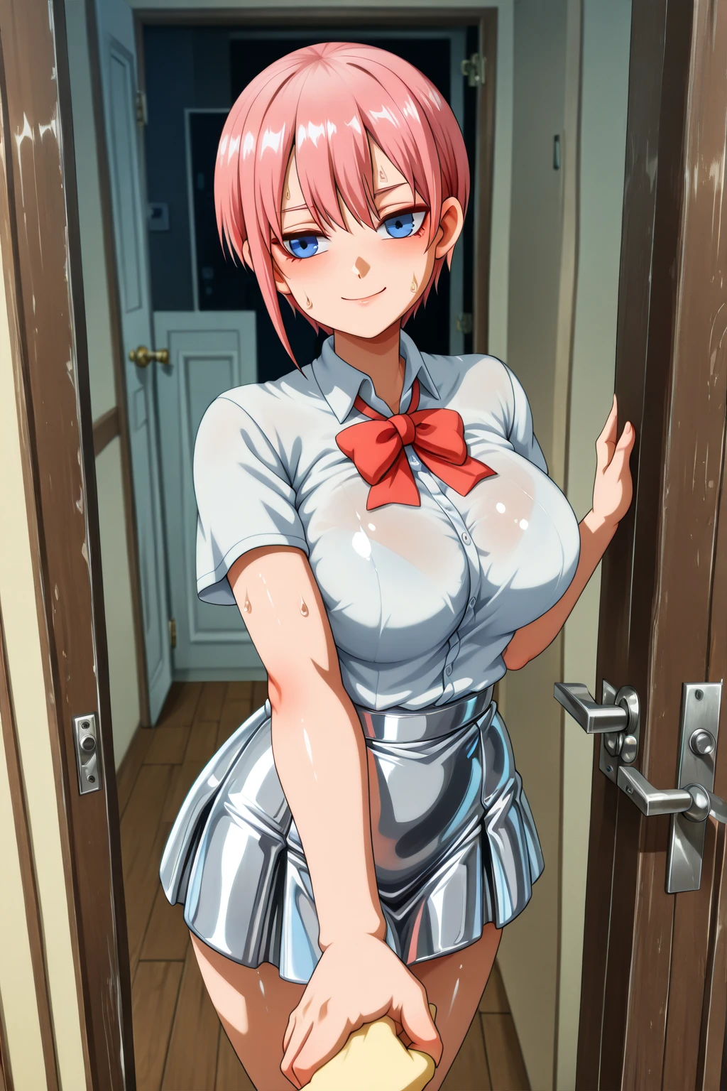 ((Tabletop, 最high quality, High resolution, Hmph, Pixel Perfect, Written boundary depth, 4K, )), ((Browsing Caution,Showing Nipples,最high quality,Excited,Beautiful big ,Beautiful Face,younger sister,A few years later,fine grain,Side tie panties,Sexy panties,Huge breasts,masterpiece, High resolution,最high quality, masterpiece, high quality, Very detailed, One Girl,Large Breasts,Huge Nipples,Sweat,Pussy juice,Bedroom ))One Girl, alone,((( to many pose,NUDE,pubic hair,Thigh-high socks,Lace bra,maid))),One Girl, alone, , Beautiful Anime Girls, Beautiful art style, close, View your viewers, Perfect body,Nakano Ichika, short hair, Large Breasts, Apply blush all over the face, smile, Open your mouth, Large Breasts, Nipples, Happy, smile, blush, I breathe, Sweat, Take off, Browsing Caution,Beautiful woman, cute, masterpiece, Very detailed and delicate,Very nice and beautiful,Semen on tongue,blowjob,blush,Sitting,(((((35 years old,pubic hair)))))gloves
