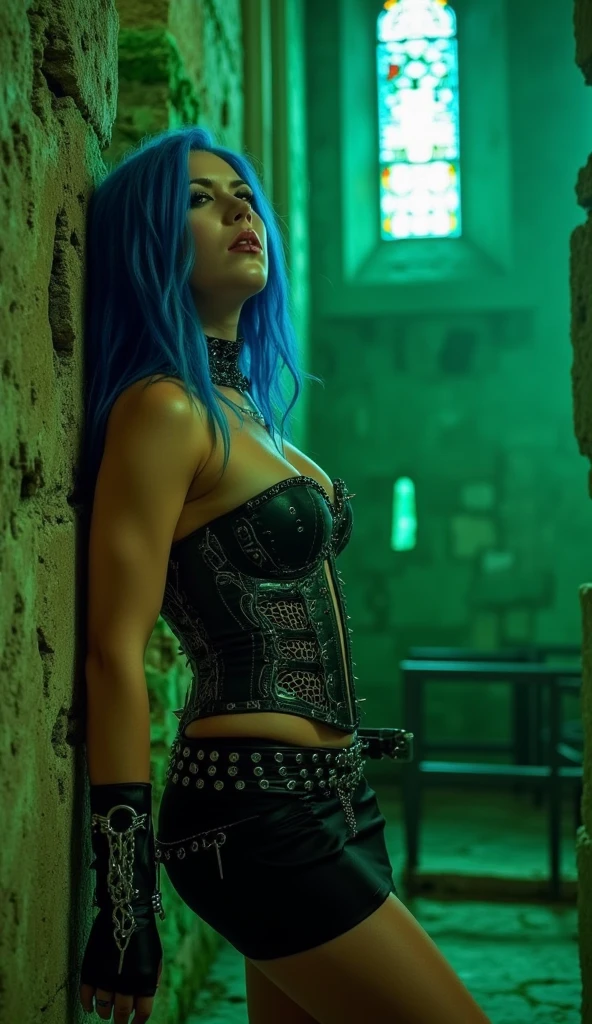 (Evangeline Lilly:Margot Robbie) is jinx from league of legends, sitting in a throne made of junk, pale skin, blue messy hair with long breads, skinny body, small breasts, Full body, Beautiful anime waifu style girl,hyperdetailed painting, luminism, art by Carne Griffiths and Wadim Kashin concept art, dark background, abstract beauty, approaching perfection, pure form, golden ratio, minimalistic, dark atmosphere, unfinished, concept art, intricate details, 8k post production, high resolution, hyperdetailed, trending on artstation, sharp focus, studio photo, intricate details, highly detailed, steampunk