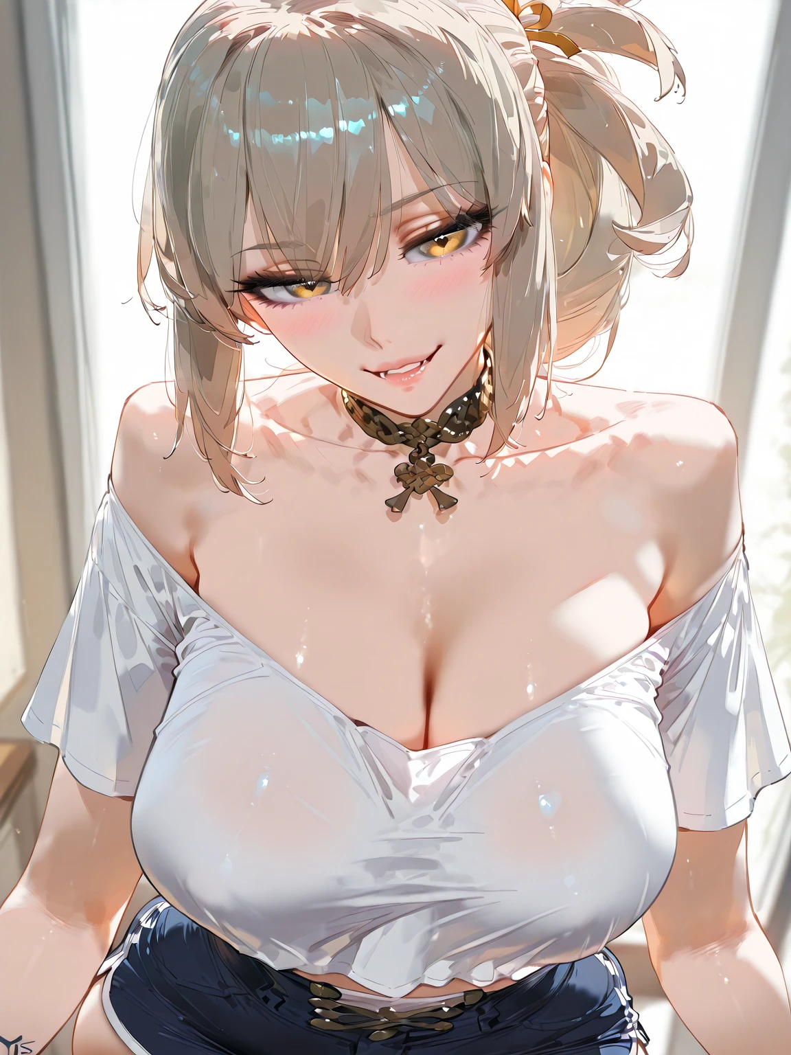well built,Best build quality ,Masterpiece, lamp, very beautiful, Very meticulous ,CG ,Yoon ,8k wallpaper, Amazing cleavage, Detailed pubic hair, Masterpiece,best quality,official art,Extremely detailed CG-8k wallpaper,Ridiculous resources, Absolutely ridiculous........., The file size is very large......... , very fine, high resolution, Very meticulous,Meticulous beautiful girl, Very fine eyes and face, beautiful eyes,there'Gives radiance to the face.,1 younger sister, (Toki Asuma \ blue archive ), (exaggerated), (((golden hair))), (single braid), long golden hair, (blue eyed bitch), ((His long bangs covered one eye.........)), (((hair in one eye))), (((Bangs covering right eye))), ((decorate)), ((Tassel Earrings)), (((Describe the arm in detail.........))), (((Excellent mistake)), ((The body is long and slender........)), (), ((Plum)), (Detailed description of the hair), (shoulder), ((collarbone)), ((shoulder cropped)), (Glowing skin), (Detailed description of the face), (Detailed explanation of metaphysics), (Leaves skin shine, shine), no competitors, (ultimate beauty), (red lipstick), (shy ), ( smile), ,, ((long sleeve shirt)), ((wide arms)), thin line, overcome obstacles, ( In this matter#39;Bedroom for viewers)), , ((Any position.)), (Sit down on the floor.........)), ((there is a lot of water in the body.)),((big breasts:1.35,I saw nipples.,mouse breast, ((bare breast:1.37)),