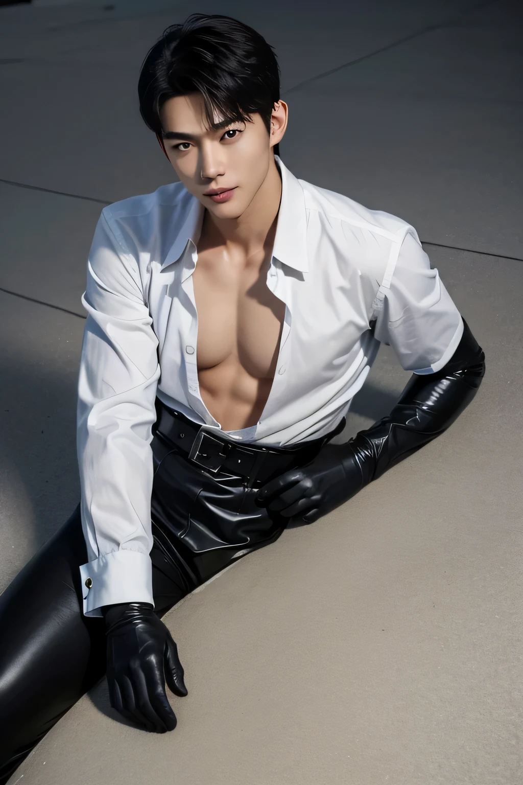 1 korean man, the 25, only, masterpiece, perfect face, muscled body, Whole body, (bare chest), (bare chest), muscular chest, abs, detailed tailcoat, monocle, has, short hair, pretty blue eyes, perfect hands, gloves, Strict and dynamic posture, personal, Nardack, Magic City Fund, with magic circles, background rays, (Voluptuous crotch)