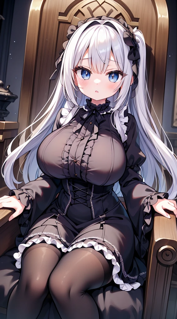 Hide cleavage、Lots of lace、Black Dress、red heels、Long Red Hair、Sitting、Beautiful woman、Highest quality
