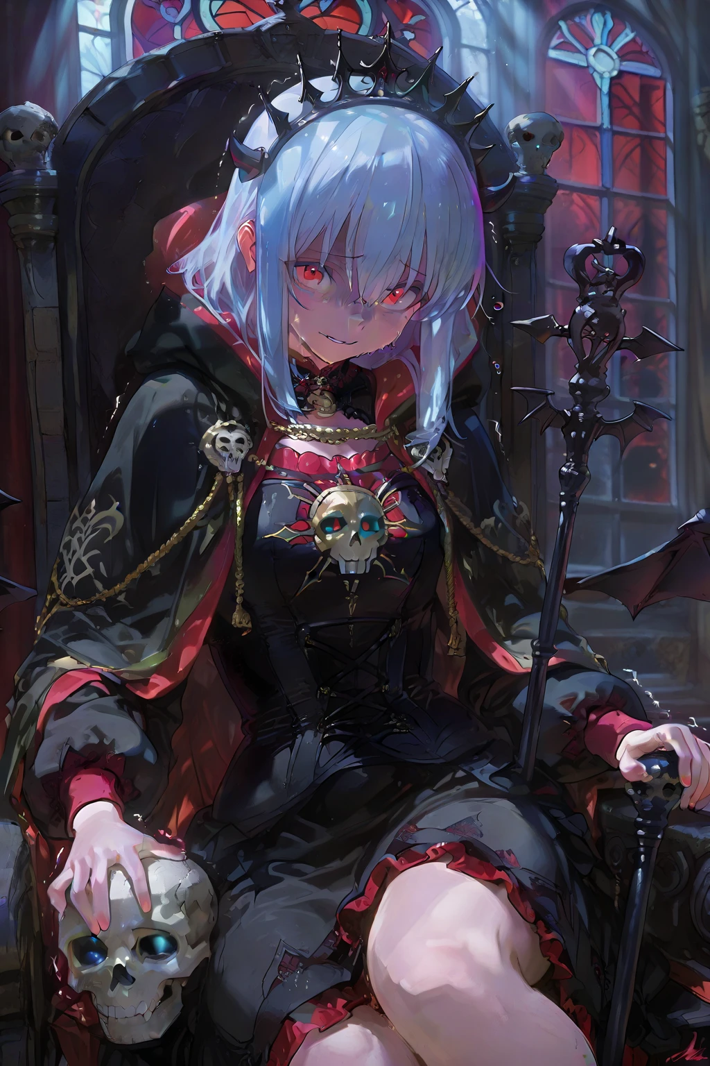1girl, gothic, sepulchral, entropy, {neptunian|jovian}, (polychromatic:1.1), highly detailed face, (mid shot:1.1), a pile of skull, (bioluminescence:1.1) blood, (darkness:1.2), vibrant colors, (sitting on a throne made of bone:1.2), (inkblot:1.2), abstract, unique, interesting, dreamlike, superb, blood red