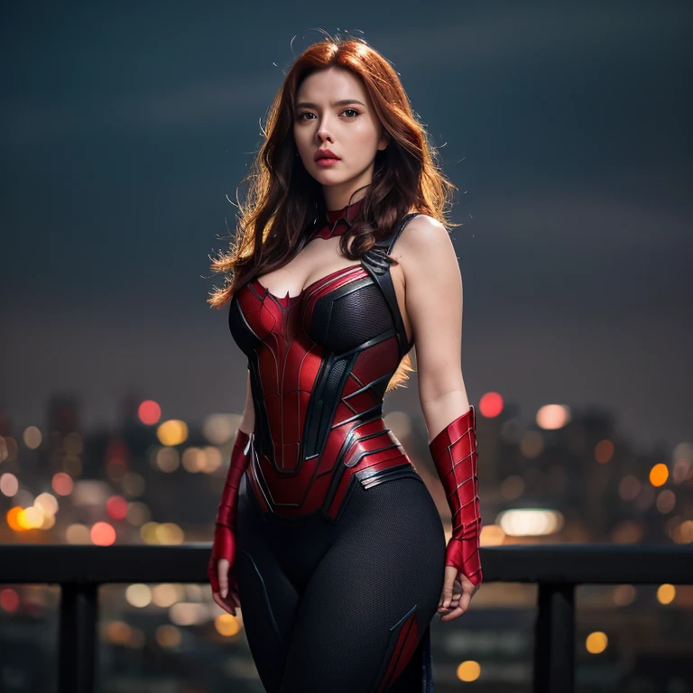 Scarlett Johansson、マーベル・コミック映画のPoster, Very beautiful, Movies about Spiderman, sexy, whole body, I'm wearing a skirt、Premiere date, Poster、belly buttonを突き出す、new york、She&#39;s wearing a torn Spider-Man suit,The suit is torn、Wearing a skirt、 Red and black color scheme,dynamic、masterpiece、highest quality、Ultra-detailed、Very detailed、A delicate and beautiful shine、超A high resolution、Cinematic,Break,Breakdrop,(Torn clothes:1.5), (Wet clothes:1.4), Bare shoulders,Real Rain,Wet Hair,belly button、Exposing Skin、sexyな肩を見せてる
