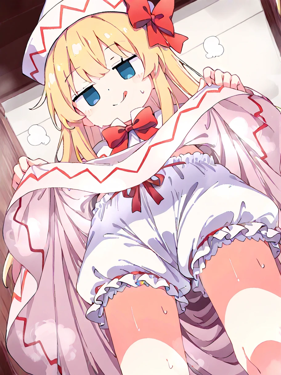 Browsing Caution,(Petite),(Cute man's daughter),((Penis in the crotch)),(((Cum in underwear))),blonde low twintails,Maid clothes,??????? face,Erotic sound effects