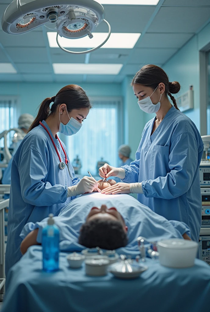 Medical students dissecting a corpse