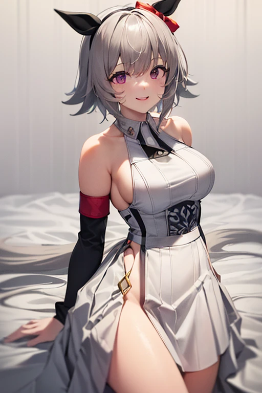 Anime, Sexy, ((The costume is made of metal:1.5)), ((In Kyoto Animation Style:1.5)), super precision, masterpiece, very extremely beautiful, Princess Face, ((1人の女性)), ((Solo:1.5)), ((Pink hair:1.5)), ((BobKat 1.5)), BREAK, ((Black eyes)), Short hair, ((Straight hair)), BREAK, ((The costume is silver:1.5)), BREAK, ((Taimanin suit:1.5)), ((Black Leotard)), (elbow groves), (Thigh boots), Professional Lighting, (25-years old), Narrow waist, Shiny skin, ((Oiled skin)), glistning skin, Looking at Viewer, Cowboy Shot, Dynamic Pose, is looking at the camera, inside in room, Sexy, A slight smil, Slightly open mouth, ((Cute)), ((Silver costume:1.5)), (Metal breastplate), sitting on, ((Hands behind your back)), Ultra-fine eyes, Ultra-fine face, ((skirt by the:1.5)), ((thin lips:1.5)), Sexy, ((drooping eyes)), ((Large breasts)), A slight smil, ((Silver costume:1.5)), Latex, Sexy, ((portlate:1.5)), faces,