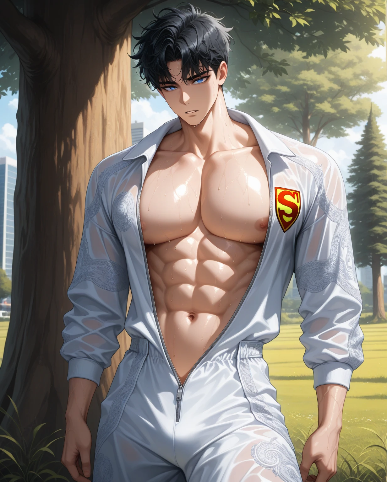 masterpiece, best quality, face, natural eyes, 1man, european, big feet, black socks, (no shoes), full body, naked, large bulge, long legs, looking at viewer, 30 years old, muscled and mature, short haircut, a soldier walking in the battlefield, soldier, battlefield, side face, blue eyes, flush, organism, face covered with white fluids, sweating, tight cloth, erecting, open chest, shirtless, topless, sexy