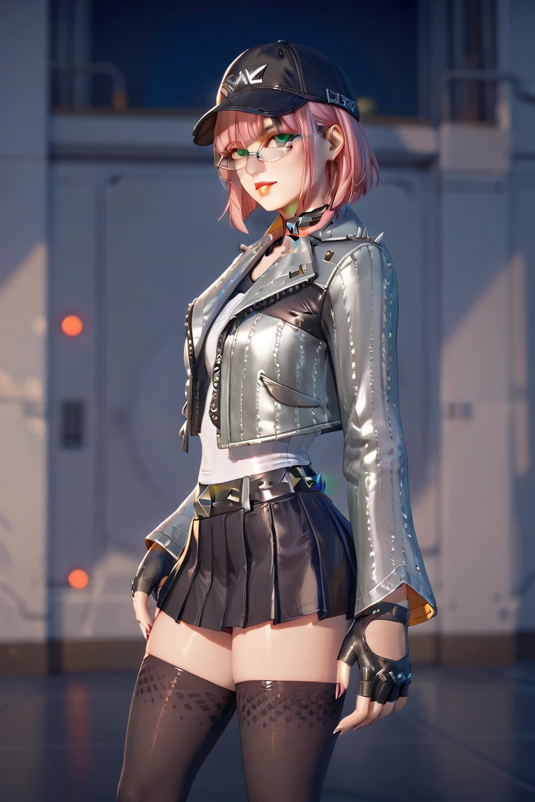 Araffe com longos cabelos rosa e uma jaqueta preta posando para uma foto, She's standing posing for the camera, garota solo, solo, cosplay de garota de anime, garota de anime na vida real, cosplay de anime, anime hiper realista, personagem de anime; arte de corpo inteiro, anime realista, estilo de arte de anime realista, anime ultra-realista, personagem de anime, como um personagem de anime, inspirado em anime, peitos grandes, sensual, decote, garota de anime realista, waifu anime. (max quality, ultra detalhada e realista, fotografia profissional, obra prima, profundidade de campo, estilo realista).