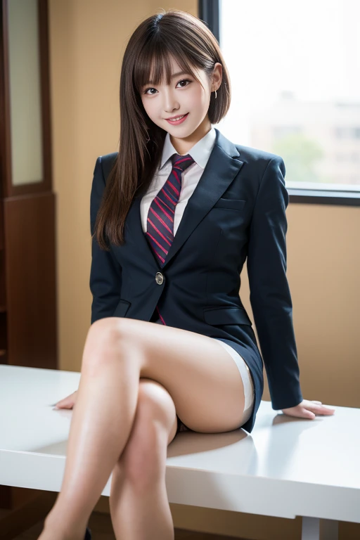 À la Fed woman sitting on desk, graceful legs, long thin legs, thigh and skirt, long legs, standing in class, very beautiful slim legs, very beautiful long slim legs, sitting on desk, office clothes, nice legs, good waist and long legs, beautiful legs, surreal schoolgirl, cleavage, big, round breasts in front