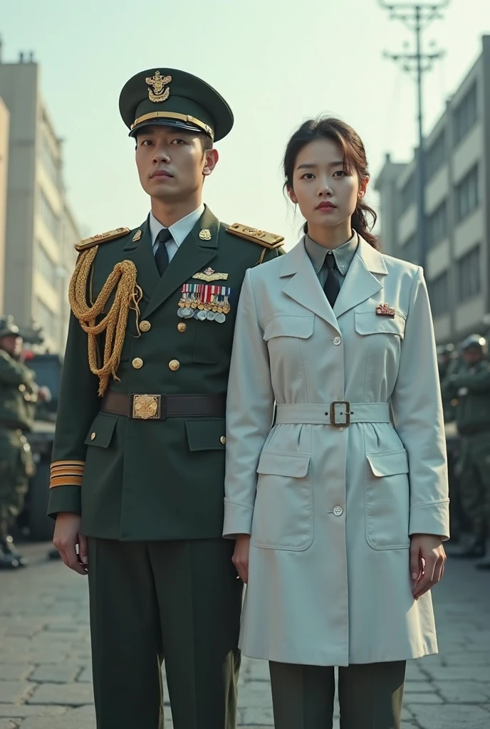 a man in a silver suit standing,