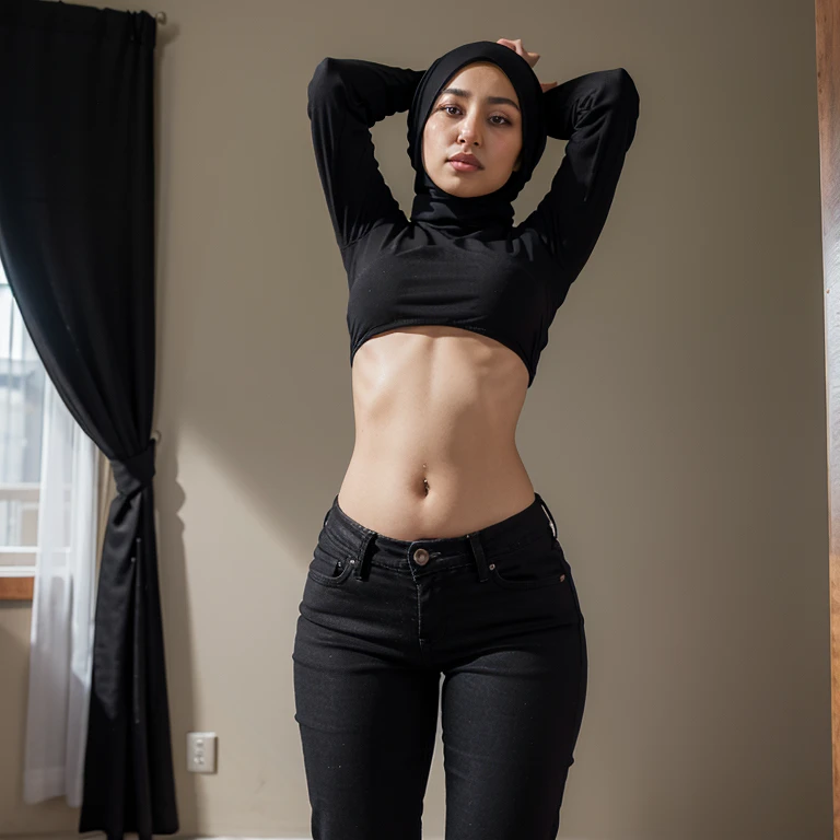 17yo Muslim . She is wearing a pleated skirt and a shirt. She is well developed with her breasts pressing against her shirt