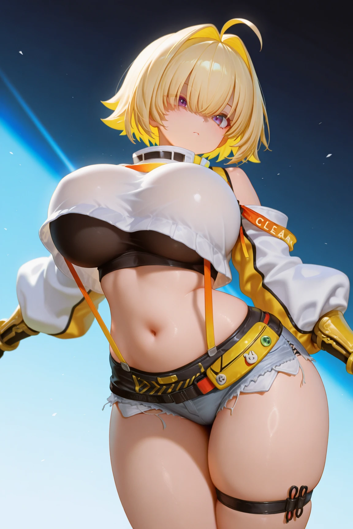 woman,,,,White cleavage-revealing shirt,Embarrassed face,,Micro Mini Skirt,No underwear,Fishnet tights,,,stand,