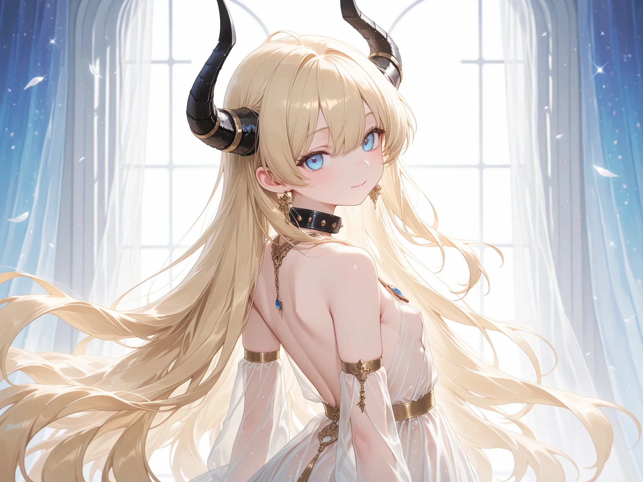 One girl, curly white hair, black eyes, small breasts, grown woman, no clothes, naked body, vulnerable look, laying on the bed, lamb ears, lamb tail, oil painting, ultra-detailed, realistic, best quality, 4k, highres, masterpiece:1.2, vivid colors, studio lighting, portraits, soft and warm color tones, gentle and soft lighting.