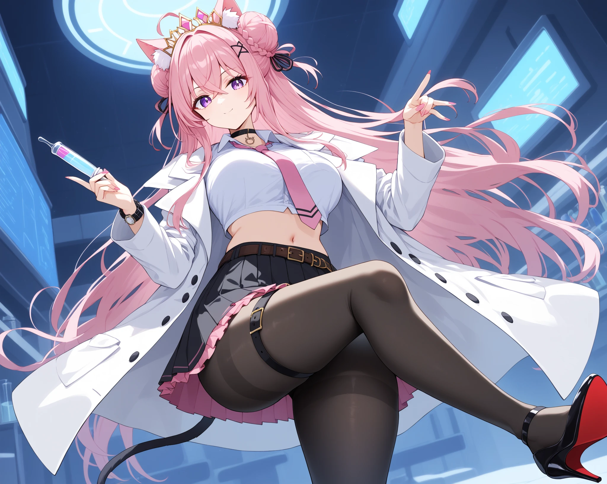 an (((androgynous boy))) with bunny ears, pink long hair and purple eyes wearing glasses and healer-like clothing, sitting on a bed, rpg fantasy, anime style, perfect lips, symmetrical face, realistic eyes, porcelain skin, HDR, UHD