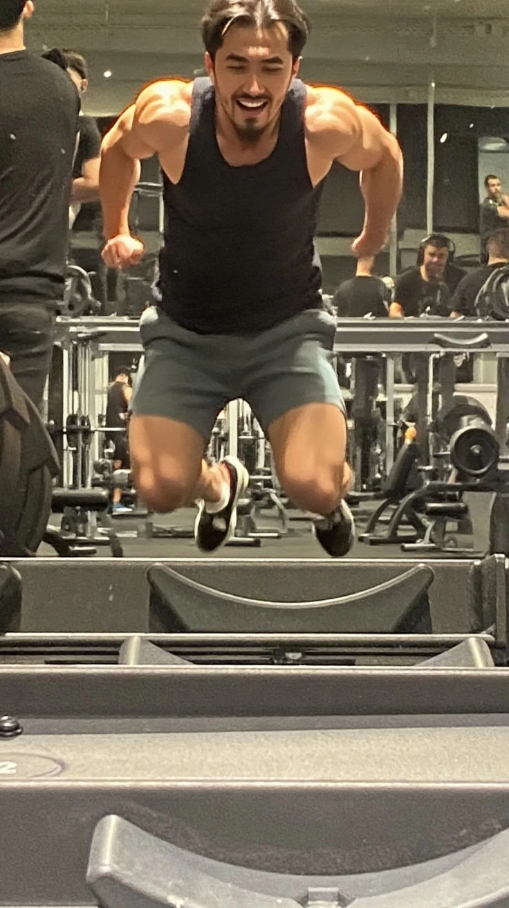 a stocky chubby masculine man doing a push up on a mat in a gym,wearing a transparent wet sweaty shirt and short pants, focusing on his big bubble butts, beefy cakes, hot pic, wearing white sneakers,  working out, upper and lower body, toned, back arched, lower body, cottagecore!! fitness body, leg and hip shot, bend over posture, thicc, in a gym, curvy crossfit build, in a planet fitness, with abs, workout, legs and arms, correct and accurate male anatomy, realistic, detailed fine quality illustration, flawless white skin, shadow, depth of field, professional shoot with good lighting, hot and sexy look, his face is relaxing and satisfying